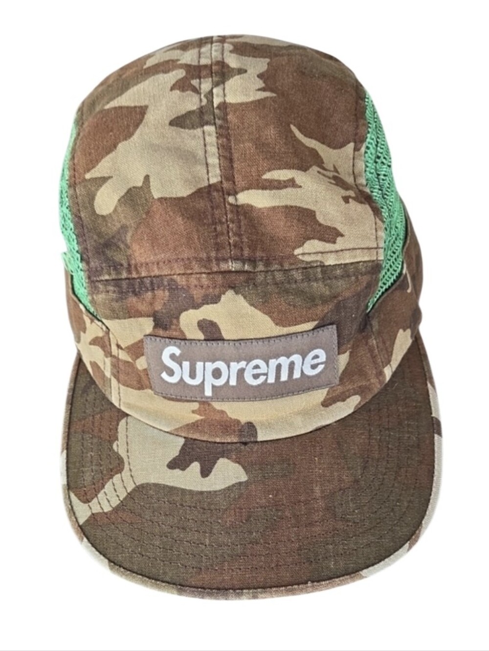 Supreme Camo Five-Panel Cap with Green Mesh